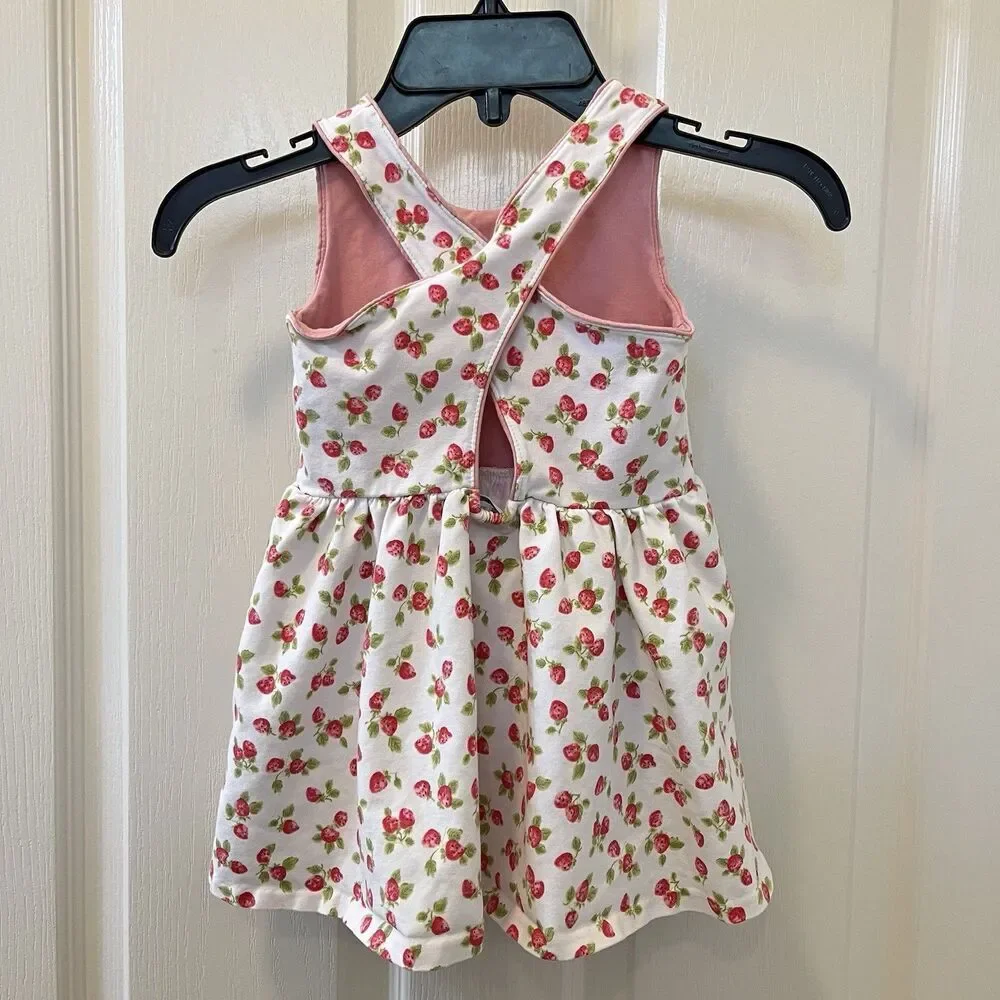 Ralph Lauren Strawberry Stretch Jersey Dress Criss-Cross Straps Girls 18 Months